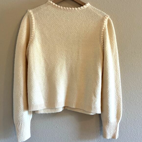 J. Crew Odette Sweater Lady Jacket Cream Alpaca Wool Jewel Buttons Size M - Picture 3 of 6